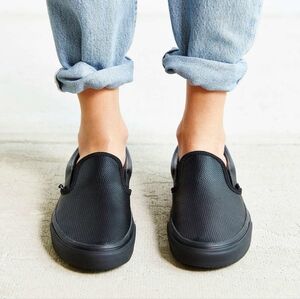 Vans Perforated Leather Classic Slip-On Shoe Black 9W 7.5M